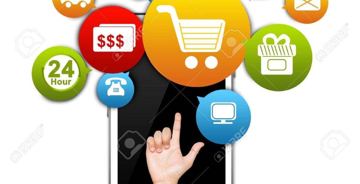17608933-mobile-phone-internet-and-online-shopping-concept-present-by-white-smart-phone-with-hand-and-colorfu